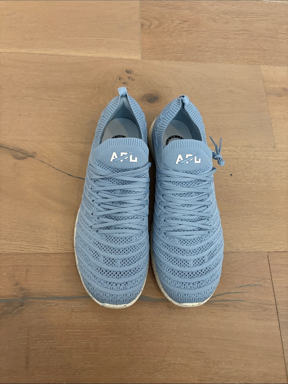NEW WITH BOX APL TechLoom Knit Slip-On Sneakers in Sky Blue